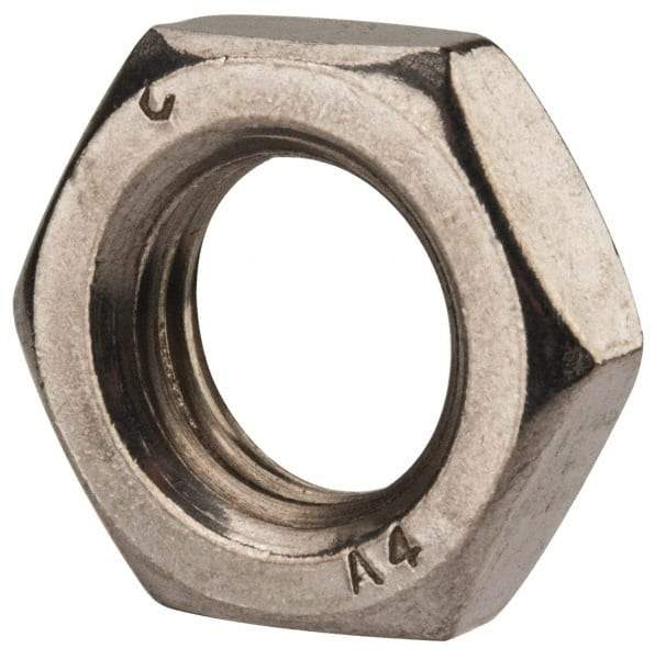 Value Collection - M16x2.00 Metric Coarse Stainless Steel Right Hand Hex Jam Nut - 24mm Across Flats, 8mm High, Uncoated - Best Tool & Supply