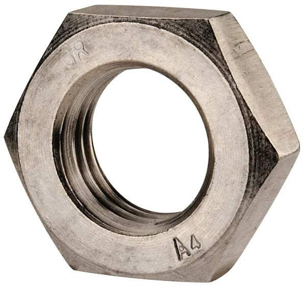 Value Collection - M30x3.50 Metric Coarse Stainless Steel Right Hand Hex Jam Nut - 46mm Across Flats, 15mm High, Uncoated - Best Tool & Supply