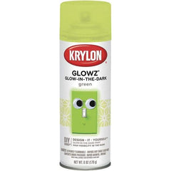 Krylon - Glow Green, Semi Gloss, Glow-in-the-Dark Spray Paint - 10 to 15 Sq Ft per Can, 16 oz Container, Use on Ceramics, Fabric, Glass, Glow-in-the-Dark Paint, Metal, Paper, Papier Mache, Plaster, Wicker, Wood - Best Tool & Supply