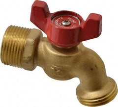 B&K Mueller - 1/2" Pipe, 125 psi WOG Rating, Brass Hose Bibb, Stop Valve - Wing Tee Handle, FNPT/MNPT x GHT End Connections - Best Tool & Supply