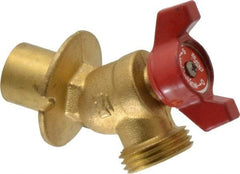 B&K Mueller - 1/2" Pipe, Brass Sillcock - Quarter Turn Handle, Soldered x GHT End Connections, 125 psi WOG Rating - Best Tool & Supply