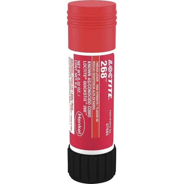 Loctite - 9 g Stick, Red, High Strength Semisolid Threadlocker - Series 268, 72 hr Full Cure Time, Hand Tool, Heat Removal - Best Tool & Supply