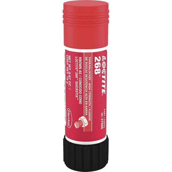 Loctite - 19 g Stick, Red, High Strength Semisolid Threadlocker - Series 268, 72 hr Full Cure Time, Hand Tool, Heat Removal - Best Tool & Supply