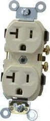 Leviton - 125 VAC, 20 Amp, 5-20R NEMA Configuration, Ivory, Specification Grade, Self Grounding Duplex Receptacle - 1 Phase, 2 Poles, 3 Wire, Flush Mount - Best Tool & Supply