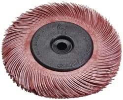 3M - 6" Diam, 7/16" Max Face Width, Plain Hole Radial Bristle Brush - 220 Grit, Very Fine Grade, 10,000 Max RPM, Red - Best Tool & Supply