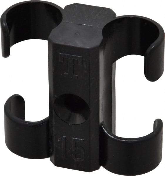 Midwest Control - 5/8 to 3/4 Hose OD, Multitube Holder - Black, 2 Slots, 1.61" OAL, 0.2" Mounting Hole, For Use With Tubes, Wires, Hose & Pipe - Best Tool & Supply