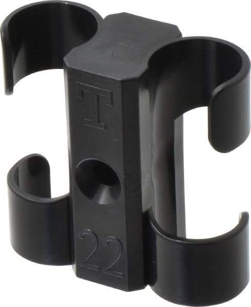 Midwest Control - 7/8 to 1 Hose OD, Multitube Holder - Black, 2 Slots, 2.4" OAL, 1/4" Mounting Hole, For Use With Tubes, Wires, Hose & Pipe - Best Tool & Supply