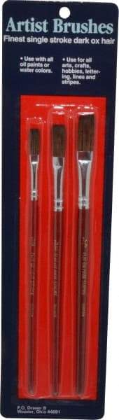 Wooster Brush - Ox Hair Artist's Paint Brush Set - 1/4, 3/8, 1/2" Wide, Plastic Handle - Best Tool & Supply