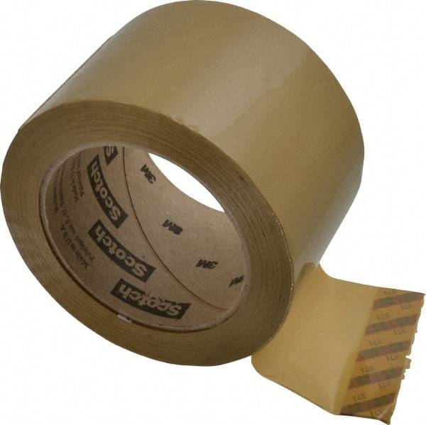 3M - 3" x 110 Yd Natural (Color) Rubber Adhesive Sealing Tape - Polypropylene Film Backing, 1.9 mil Thick, 44 Lb Tensile Strength, Series 371 - Best Tool & Supply