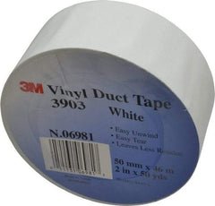 3M - 2" x 50 Yds White Duct Tape - 6.5 mil, Rubber Adhesive, Vinyl Backing, 12.6 Lb/ln Tensile Strength, 200°F Max, Series 3903 - Best Tool & Supply