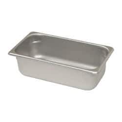 VOLLRATH - Rectangular, Chrome Stainless Steel Food Pan - 4" High x 6.9" Wide x 12.8" Long - Best Tool & Supply