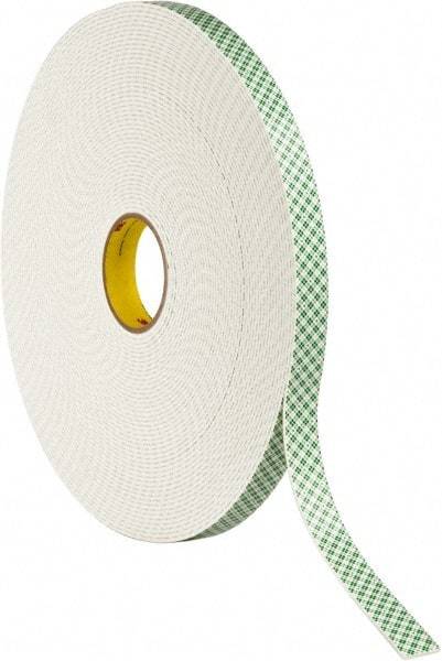 3M - 1" x 36 Yd Acrylic Adhesive Double Sided Tape - 1/8" Thick, Off-White, Urethane Foam Liner, Continuous Roll, Series 4008 - Best Tool & Supply