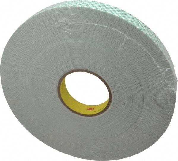 3M - 1" x 36 Yd Acrylic Adhesive Double Sided Tape - 1/16" Thick, Off-White, Urethane Foam Liner, Continuous Roll, Series 4016 - Best Tool & Supply