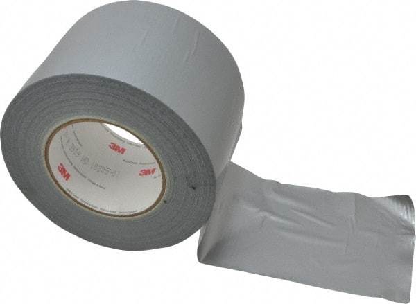 3M - 4" x 55m Silver Duct Tape - 9 mil, Rubber Adhesive, Polyethylene Film Backing, 25 Lb/ln Tensile Strength, 200°F Max, Series 3939 - Best Tool & Supply