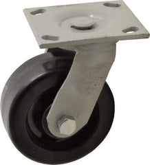 Fairbanks - 5" Diam x 2" Wide, Phenolic Swivel Caster - 1,000 Lb Capacity, Top Plate Mount, 4" x 4-1/2" Plate, Plain Bearing - Best Tool & Supply