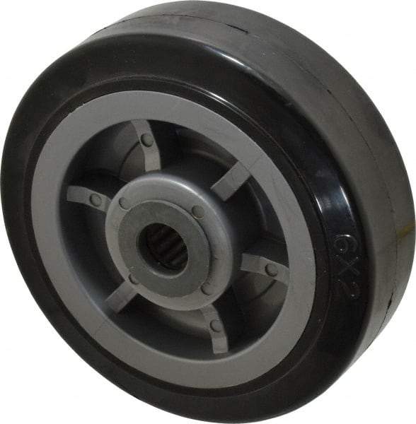 Fairbanks - 6 Inch Diameter x 2 Inch Wide, Rubber Caster Wheel - 500 Lb. Capacity, 2-3/16 Inch Hub Length, 3/4 Inch Axle Diameter, Roller Bearing - Best Tool & Supply