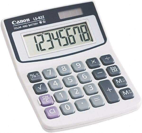 Canon - 8-Digit LCD Handheld Calculator - White, Solar & Battery Powered - Best Tool & Supply