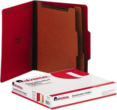 UNIVERSAL - 8-1/2 x 11", Letter Size, Red, Classification Folders with Top Tab Fastener - 2/5 Tab Cut Location - Best Tool & Supply