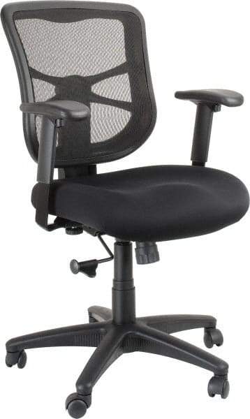 ALERA - 36-5/8 to 42-7/8" High Mid Back Chair - 25" Wide x 26" Deep, Mesh Seat, Black - Best Tool & Supply