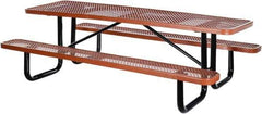 Vestil - 96" Long x 61-5/8" Wide x 30.38" High Stationary Activity/Utility Table without Back Rests - Brown, Steel - Best Tool & Supply