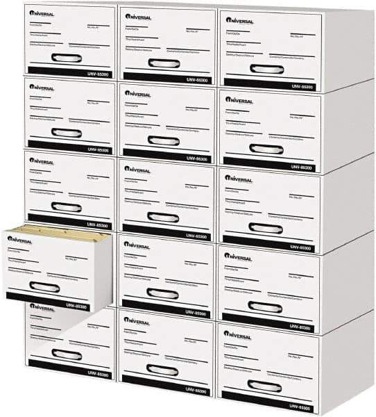 UNIVERSAL - 15 Compartment, 14 Inch Wide x 25-1/2 Inch Deep x 11-1/2 Inch High, File Storage Box - Plastic, White - Best Tool & Supply