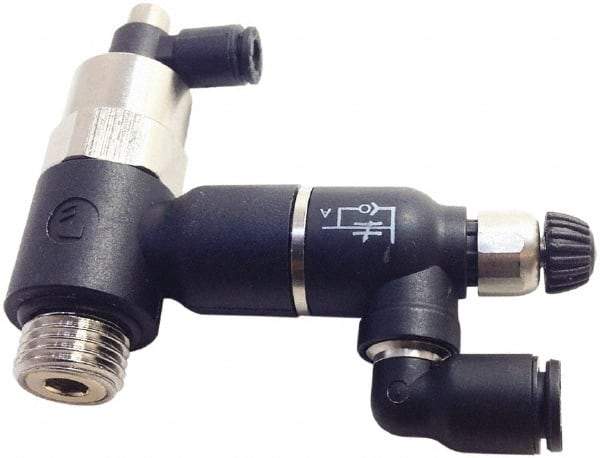 Legris - Speed & Flow Control Valves   Valve Type: Piloted Non-Return w/Flow Regulator & Exhaust    Male Thread Size: 1/4 - Best Tool & Supply