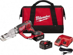 Milwaukee Tool - 3,000 SPM, 18 Volt, Inline Handle, Handheld Cordless Shear - 18 Gauge (Mild Steel) Cutting Capacity - Best Tool & Supply