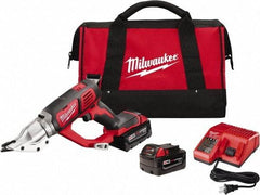 Milwaukee Tool - 3,000 SPM, 18 Volt, Inline Handle, Handheld Cordless Shear - 18 Gauge (Mild Steel) Cutting Capacity - Best Tool & Supply