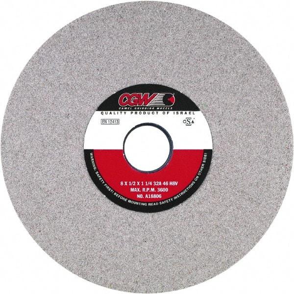 Camel Grinding Wheels - 7" Diam x 1-1/4" Hole x 1/2" Thick, J Hardness, 46 Grit Surface Grinding Wheel - Aluminum Oxide, Type 1, Medium Grade, Vitrified Bond, No Recess - Best Tool & Supply