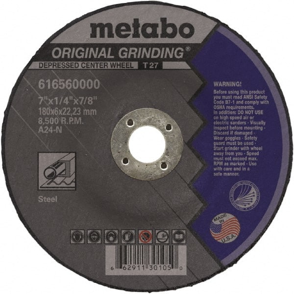 Metabo - Depressed-Center Wheels Wheel Diameter (Inch): 4-1/2 Wheel Thickness (Decimal Inch): 0.2500 - Best Tool & Supply