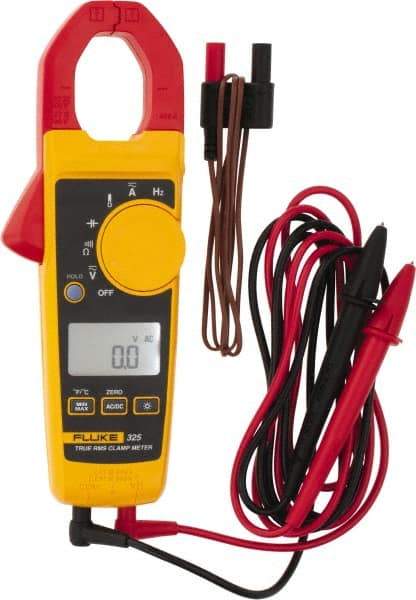 Fluke - 325, CAT IV, CAT III, Digital True RMS Clamp Meter with 1.18" Clamp On Jaws - 600 VAC/VDC, 400 AC/DC Amps, Measures Voltage, Capacitance, Continuity, Frequency, Resistance, Temperature - Best Tool & Supply