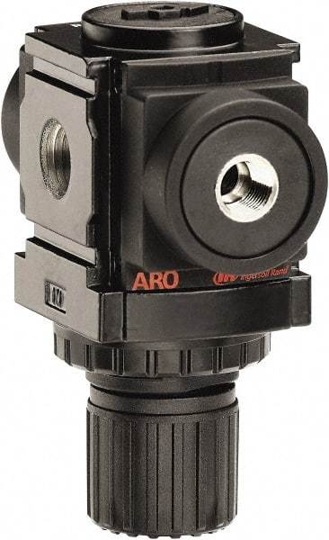 ARO/Ingersoll-Rand - 1/8 NPT Port, 45 CFM, Aluminum Miniature Regulator - 0 to 140 psi Range, 250 Max psi Supply Pressure, 1/8" Gauge Port Thread, 2.913" Wide x 3-9/16" High - Best Tool & Supply