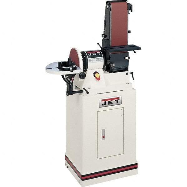 Jet - 48" Long x 6" Wide Belt, 9" Diam, Combination Sanding Machine - 0.75 hp, Single Phase - Best Tool & Supply