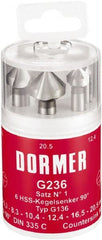 DORMER - 4 Piece, 1/4 to 0.8071" Head Diam, 90° Included Angle, Single End Countersink Set - Best Tool & Supply