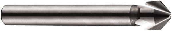 DORMER - 6mm Shank Diam, 3 Flute 90° High Speed Steel Countersink - Bright Finish, 50mm OAL, Single End, Straight Shank, Right Hand Cut - Best Tool & Supply