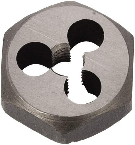 Union Butterfield - M9x1.25 Metric Coarse Thread, 25/32" Hex, Right Hand Thread, Hex Rethreading Die - Chromium Steel, 3/8" Thick, Series 2325M - Exact Industrial Supply