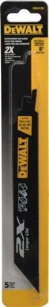 DeWALT - 8" Long x 1" Thick, Bi-Metal Reciprocating Saw Blade - Straight Profile, 14 to 18 TPI, Toothed Edge - Best Tool & Supply