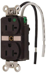 Hubbell Wiring Device-Kellems - 125 VAC, 20 Amp, 5-20R NEMA Configuration, Brown, Hospital Grade, Self Grounding Duplex Receptacle - 1 Phase, 2 Poles, 3 Wire, Flush Mount, Chemical, Corrosion and Impact Resistant, Tamper Resistant - Best Tool & Supply