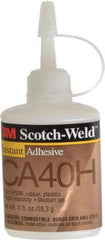 3M - 1 oz Bottle Yellow Instant Adhesive - Series CA40H, 5 to 40 sec Fixture Time, 24 hr Full Cure Time, Bonds to Cardboard, Cork Board, Fabric, Fiberglass, Foam, Metal, Paper, Plastic, Rubber & Vinyl - Best Tool & Supply