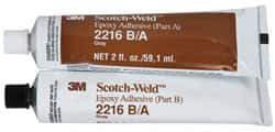 3M - 2 oz Tube Two Part Epoxy - 90 min Working Time, 3,200 psi Shear Strength, Series 2216 - Best Tool & Supply