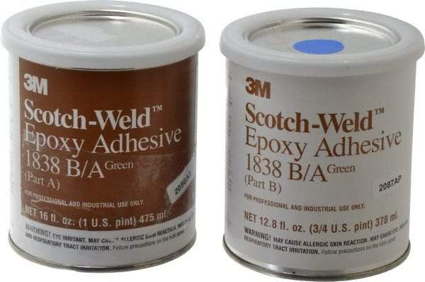 3M - 16 oz Can Two Part Epoxy - 60 min Working Time, 3,000 psi Shear Strength, Series 1838 - Best Tool & Supply