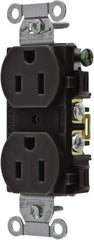 Hubbell Wiring Device-Kellems - 125 Volt, 15 Amp, 5-15R NEMA Configuration, Black, Specification Grade, Self Grounding Duplex Receptacle - 1 Phase, 2 Poles, 3 Wire, Flush Mount - Best Tool & Supply