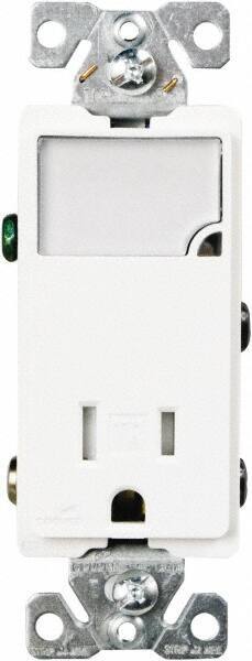 Cooper Wiring Devices - 2 Pole, 125 VAC, 15 Amp, 1 Outlet, Flush Mounted, Self Grounding, Tamper Resistant Combination Outlet with Night Light - 5-15R Configuration, Back Side Wiring, Thermoplastic Material, cULus Listed Standard - Best Tool & Supply