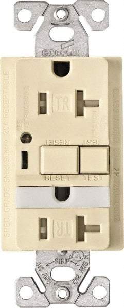 Cooper Wiring Devices - 1 Phase, 5-20R NEMA, 125 VAC, 20 Amp, Self Grounding, GFCI Receptacle - 2 Pole, Back and Side Wiring, Tamper Resistant, Thermoplastic Commercial, Specification Grade - Best Tool & Supply