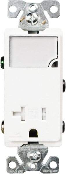 Cooper Wiring Devices - 2 Pole, 125 VAC, 20 Amp, 1 Outlet, Flush Mounted, Self Grounding, Tamper Resistant Combination Outlet with Night Light - 5-20R Configuration, Back Side Wiring, Thermoplastic Material, cULus Listed Standard - Best Tool & Supply