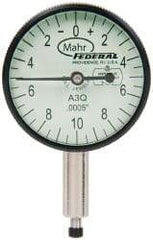 Mahr - 0.05" Range, 0-10-0 Dial Reading, 0.0005" Graduation Dial Drop Indicator - 1-1/4" Dial, 0.02" Range per Revolution, 0.0005" Accuracy, Revolution Counter - Best Tool & Supply