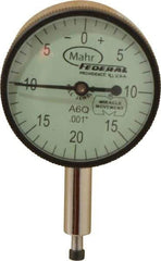 Mahr - 0.1" Range, 0-20-0 Dial Reading, 0.001" Graduation Dial Drop Indicator - 1-1/4" Dial, 0.04" Range per Revolution, 0.001" Accuracy, Revolution Counter - Best Tool & Supply