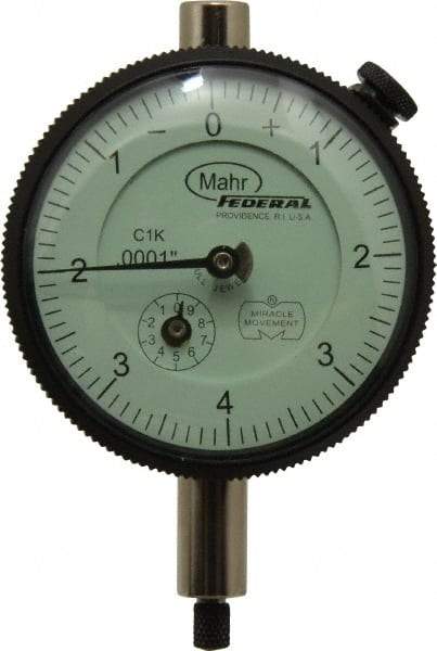 Mahr - 0.02" Range, 0-8 Dial Reading, 0.0001" Graduation Dial Drop Indicator - 2-1/4" Dial, 0.008" Range per Revolution, 0.0001" Accuracy, Revolution Counter - Best Tool & Supply