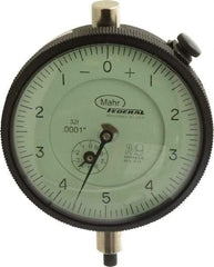 Mahr - 0.025" Range, 0-5-0 Dial Reading, 0.0001" Graduation Dial Drop Indicator - 2-3/4" Dial, 0.01" Range per Revolution, 0.0001" Accuracy, Revolution Counter - Best Tool & Supply