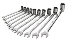 SK - 10 Piece, 10 to 19mm, Combination Wrench Set - Metric System of Measurement, Chrome Finish, Comes in Tray - Best Tool & Supply